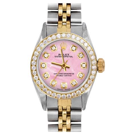 rolex diamond pink|Rolex pink face diamond bezel.